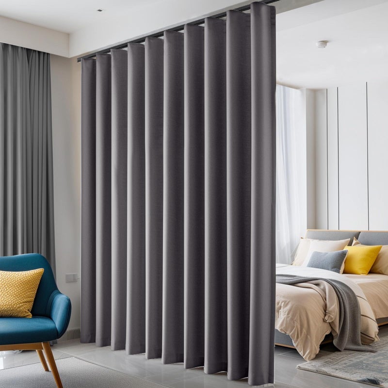 hoeflife Room Divider Curtains  Blackout Ceiling Track Curtains with Hook Sound Proof Floor Curtains Perfect for Ceiling Mount Curtain Tracks Wall Divider for Room Separation (Grey  W120 x H96) - Image 1